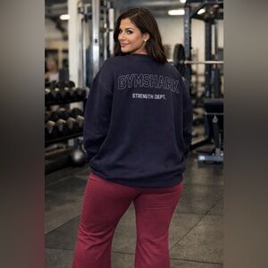Gymshark Women’s Heavy Blue Strength Department Sweatshirt Size Small Oversized